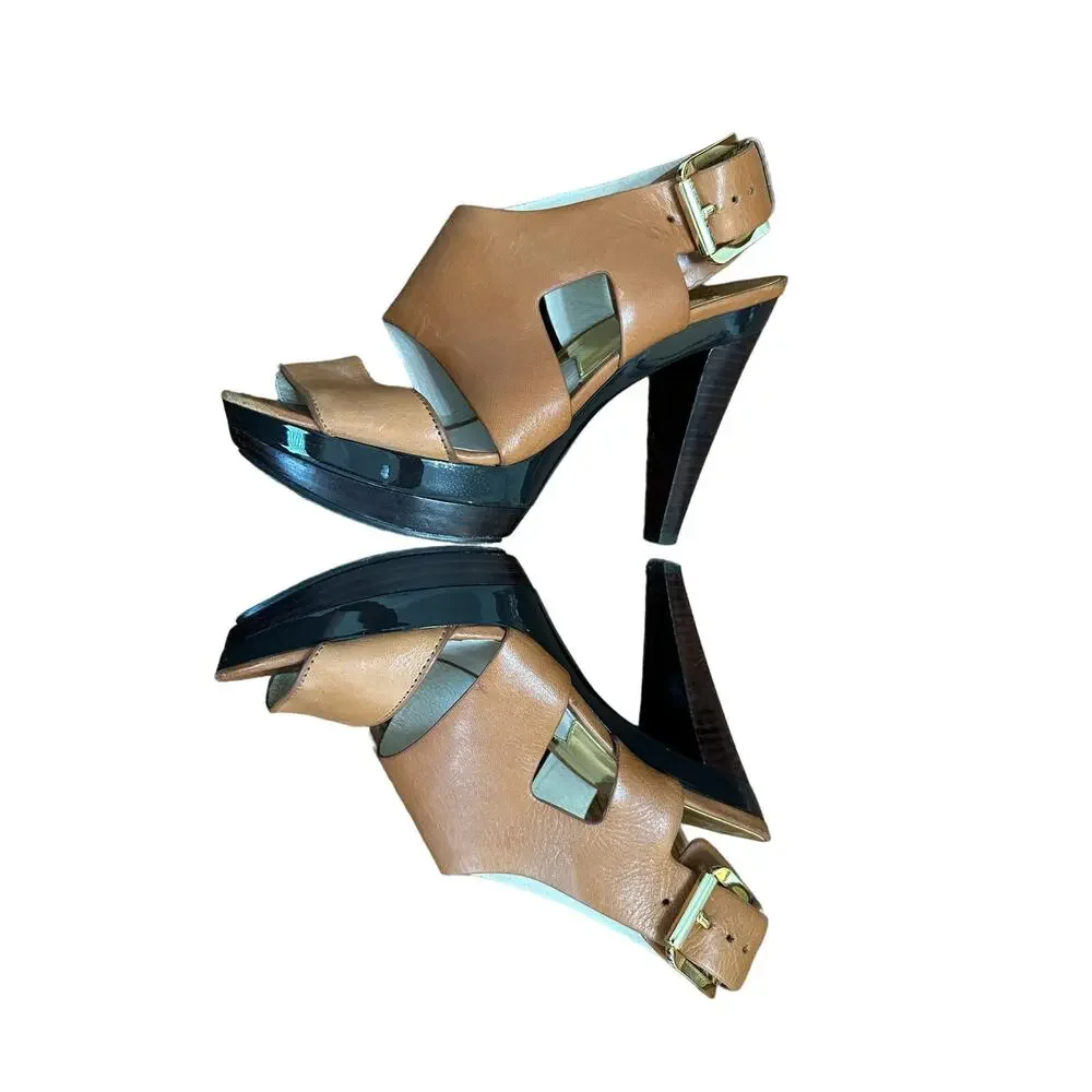 Michael by Michael Kors Leather Slingback Sandals Size 7.5 Multistrap Buckle